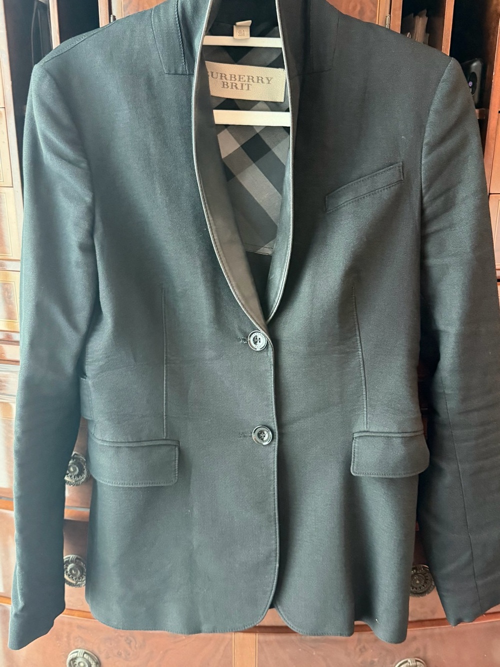 Burberry Black Women's Single-Breasted Blazer with Notch Collar
